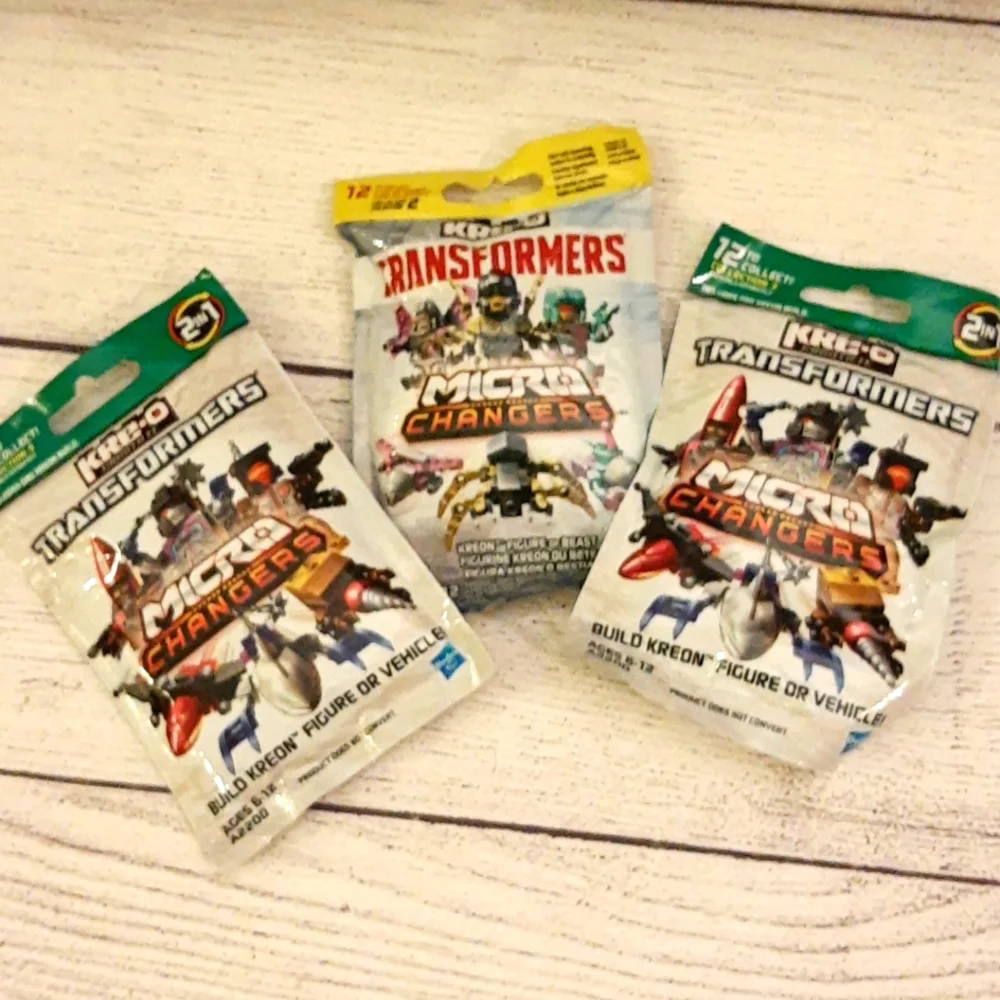 Authentic Hasbro KRE-O TRANSFORMERS Micro Changers Combiners 2013, 3 Packs